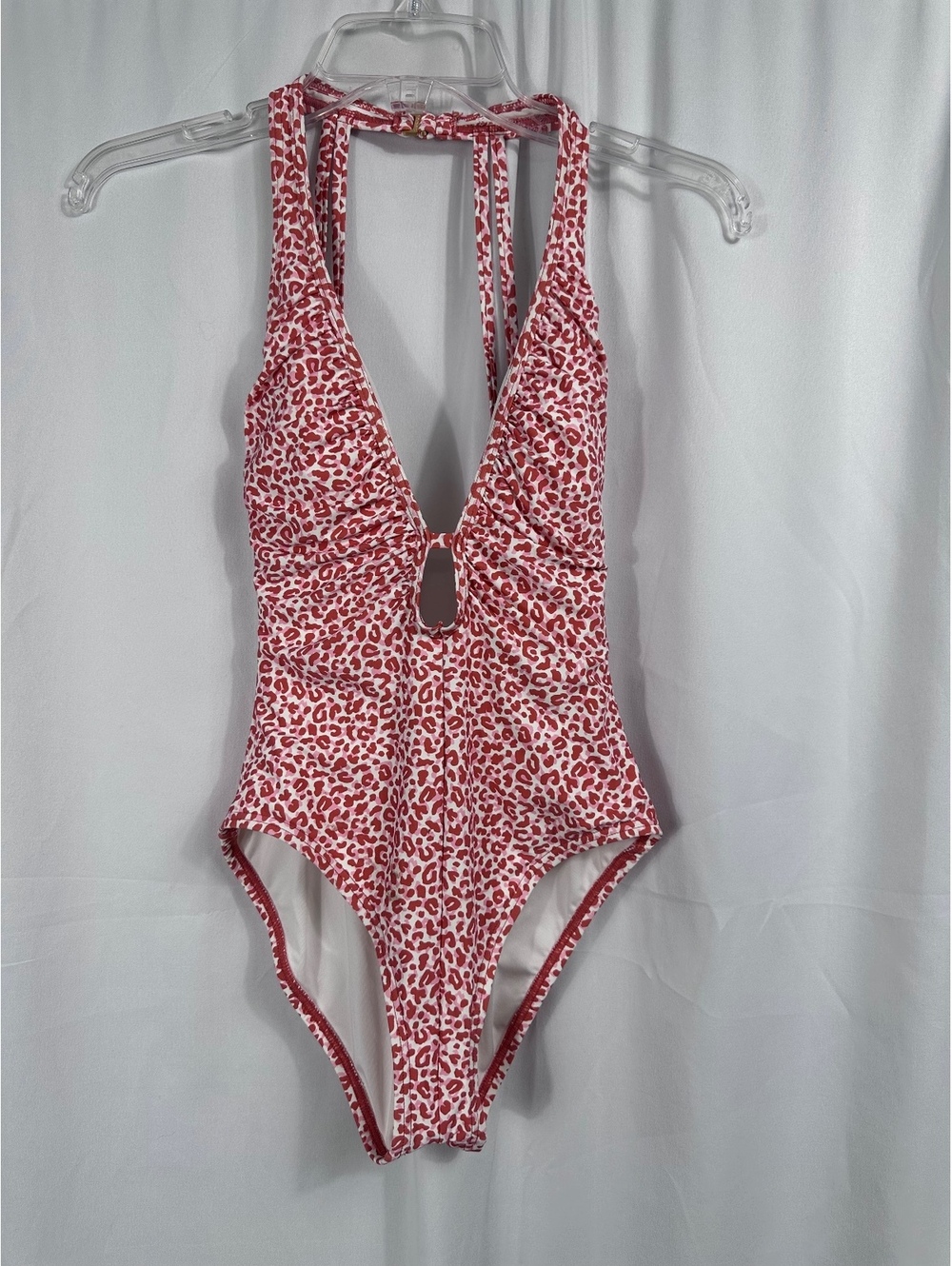 Vince Camuto Women's One Piece Swimsuit Size 4 Red Cinnabar Animal Print